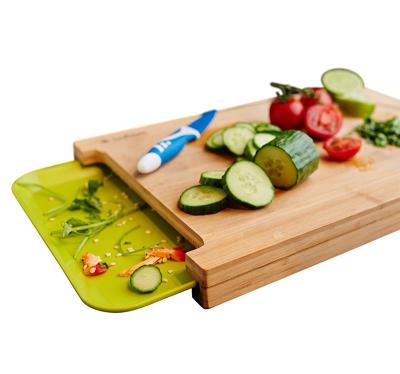 China Viable bamboo cutting board with container in drawer for sale