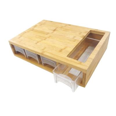 China Viable Multifunctional Bamboo Cutting Board with 4 Food Containers for sale