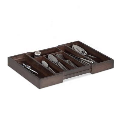 China Sustainable Black Bamboo Cutlery Tray 100% Handmade Storage Box Fashion Household Kitchen Bamboo Storage Box for sale