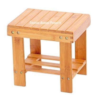 China 100% Natural Bathroom Safe And Stable Bamboo Products Portable Step Stool Easy To Use For Kids Shoe Display Rack for sale