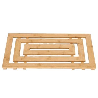 China Viable Rectangular Bamboo Bathroom Non-Slip Mat, Bamboo Door Mat, Bathroom Shower Floor Non-Slip Mat for sale