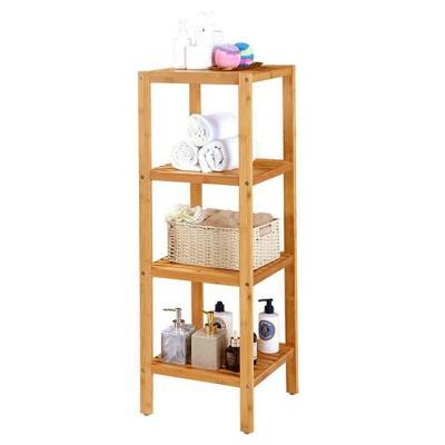 China Sustainable Bamboo Shelf Eco-friendly Four-Layer Bathroom Multifunctional Bathroom Storage Shelf for sale