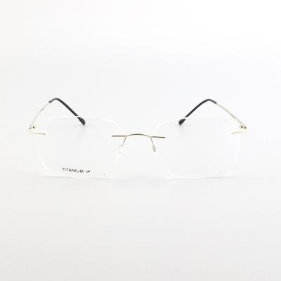 China For Reading Glass Lightweight Flexible No Circle Spectacle Square Optical Frame Glass Rimless Titanium Glasses for sale