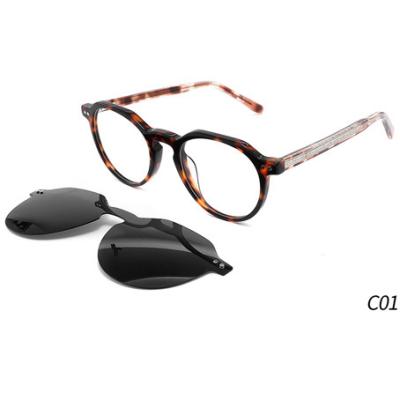 China For Reading Glasses Fashion Women Acetate Clip On Optical Glasses Frames Magnet Sunglasses In Stock for sale