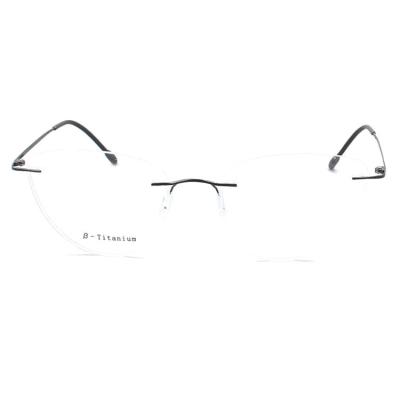 China Beta Titanium Frame Titan Metal Rimless Executive Eyeglasses Optical Frame Glasses Eye Glasses Frame For Woman for sale