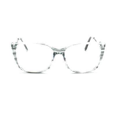 China Reading Glasses Hand Transparent Square Glass Acetate Polished Optical Eye Frame for sale