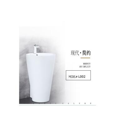 China Modern White Sink Bathroom Products Sinks Pedestal Floor Standing Ceramic Basin for sale