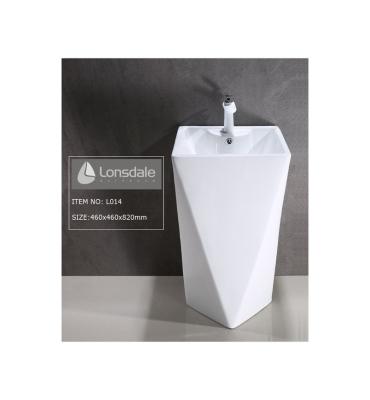 China Modern freestanding white washbasin with pedestal for sale