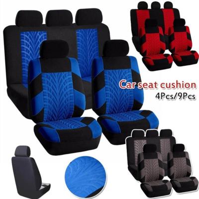 China Easy Install Sport Style Full Set Auto Seats Protector 9 Comfortable Polyester Universal Car Seat Cover Set for sale