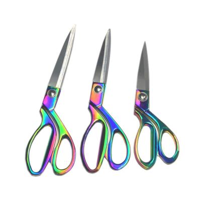 China Home Office Scissors 8 9 Heavy Duty Professional Seamstress Stainless Steel Fabric Shears 10 Inch Rainbow Craft Tailor Scissors Metallic Shears Knife for sale