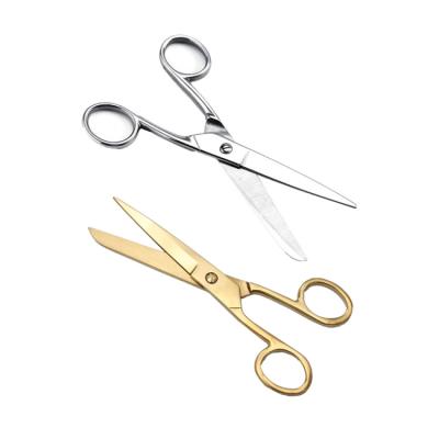 China Same Finger Hole Design of 7 Inch Silver Gold Dressmaking Scissors Directly Reused Stainless Steel Tailor Dressmaker Shears Leather Arts Fabric Cutter Tool for sale