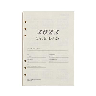 China 2022 A5 Calendar 2022 Page 176 Sheet Filler Paper Spiral Notebook Ring Binder Refill Inner Loose Leaf Ring Binder Refill For Filofax Planner Journals for sale