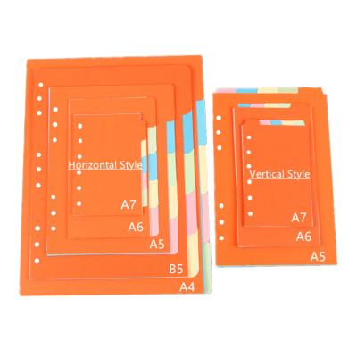 China Colorful Binders Index Dividers for A7 A6 A5 B5 A4 Journal Binder Dividers with 5 Pages Index Journal Paper Album Loose-leaf Notebook Labels Tab Planner Divider Inserts for sale