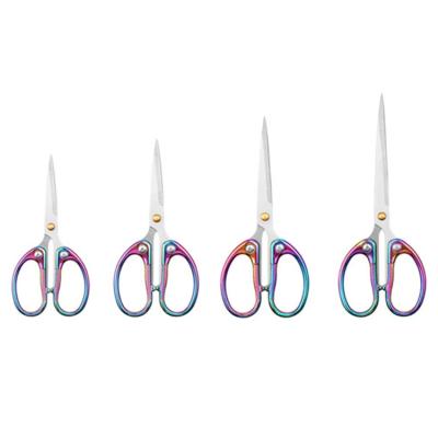 China Home Office Scissors Open Tailor Scissors Silver Gold Rainbow Handle Shears Heavy Duty Professional Dressmaker Knife Stainless Steel Fabric Shears for sale