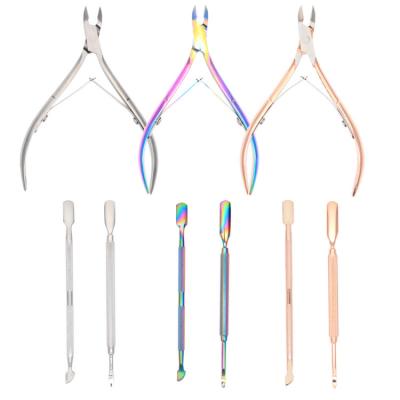 China Nail Polish Scraper/Cuticle Trimmer 3pcs Cuticle Pliers Set Toenail Nails Pliers Nail Polish Remover Pusher Cutter For Women Ladies Finger Toe Manicure Tool for sale