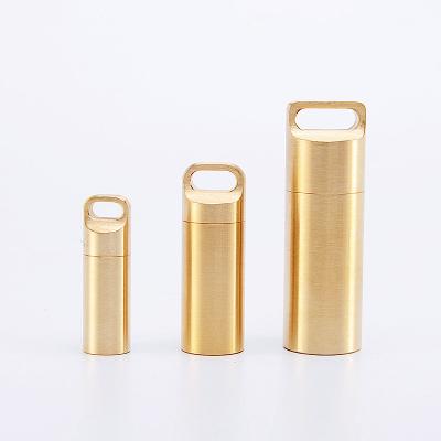 China Waterproof Durable Brass Pill Case Storage Box Medicine Seal EDC Bottle Perfume Holder Ash Vial Pendant Charm DIY Supplies for sale