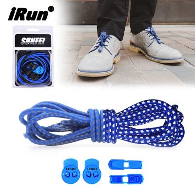 China Irun Round Reflective Lock Laces Factory Direct No Tie Polyester Lace Boys Elastic Lace Shoes for sale