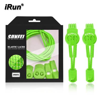 China Irun Round Reflective Lock Laces Quick Release Shoe Laces Lower Price Polyester No Tie Customized Package for sale