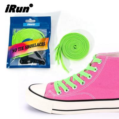 China Irun Flat No Tie Flat Elastic Laces With Easy Hooks Patient Elastic Laces No Tie Laces Time Saving for sale