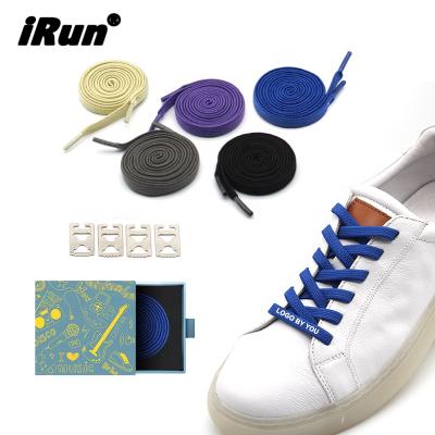 China Irun flat no tie laces laces metal laces metal lock elastic laces with 304 stainless steel lock for sale