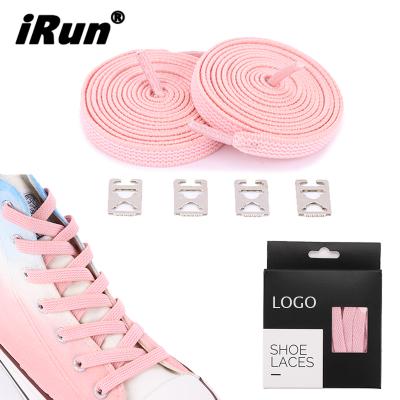 China Irun Flat Quick Elastic Laces With Hook Stretching Lock Lace Stock Custom Cardboard Bundle No Tie Lace With Anchors for sale