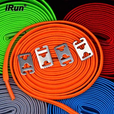 China Irun Flat Custom Design New Flat 2121 Elastic No Tie Lace With Metal Rope Lock Amazon No Tie Laces Manufacturer With Low MOQ for sale