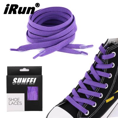 China Irun Flat Cotton Elastic Rope With Accessories Logo Flat Laces Lock Shoealce Custom Made Stopper Lace Hooks Easy Lock Elastic Lace for sale