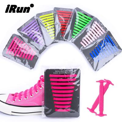 China Flat Accessories High Quality Novelty Shoes Unisex Quick Lazy Irun No Tie Elastic Silicone Laces for sale