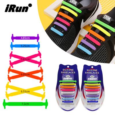 China Irun flat colored no tie silicone to lace elastic laces unisex lace with custom package card for sale