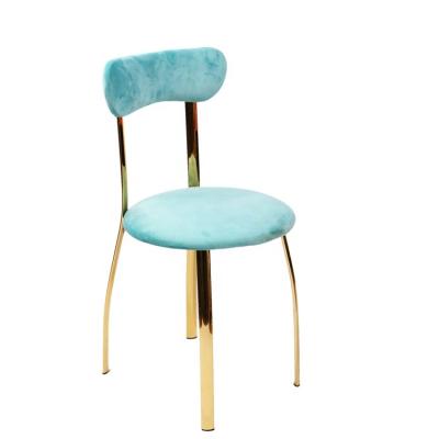 China Modern High Quality Luxurious Blue Chrome Legs Furniture Fabric Material Chrome Legs Wedding Used Hotel Chair for sale