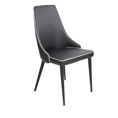 China Morden Modern Minimalist Restaurant Furniture Black Leather Upholstered Metal Cafe High Back Chair for sale