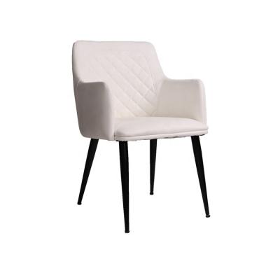 China Hot Selling Restaurant Chairs Modern Popular Morden Backrest Comfortable Metal Fabric Upholstered White for sale