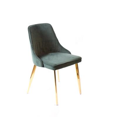 China Simple Elegant Green Leather Upholstered Leg Leisure Chair Cafe Chair Gold Back Lounge Chair for sale