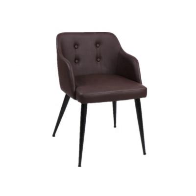 China Modern Metal Furniture Upholstered Frame Arm European Dining Chair for sale