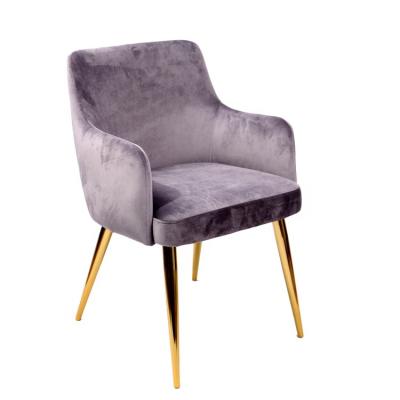 China Modern Furniture North European Modern Gray Gold Armrest Dining Chair for sale