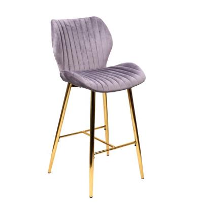 China New Modern Design Velvet Seat Vintage High Bar Metal Chair for sale