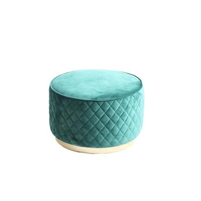 China Morden modern light luxury style velvet fabric metal frame living room leisure light green stool for sale