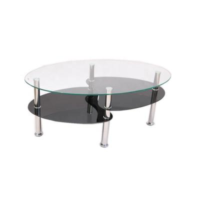 China Morden Black Metal Legs Tempered Glass Round Coffee Table for sale