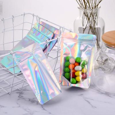 China Moisture Proof Laser Hologram Aluminum Stand Up Resealable Pouches For Foods Quad Seal Bags Bespoke Food Pouches for sale