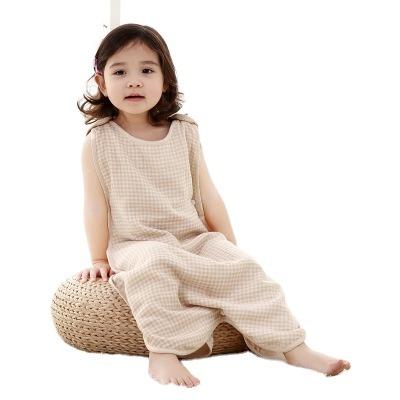 China 100% Cotton Breathable Armless Gauze Sleeveless Baby Sleeping Bags for sale