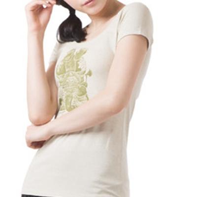 China Custom Printed 100% Cotton T-shirt Top Quality Round Neck Fashion Women Anti-Shrink for sale