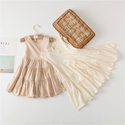 China Newest Breathable Toddler Girls Organic Natural Color Cotton Princess Dresses Kids for sale