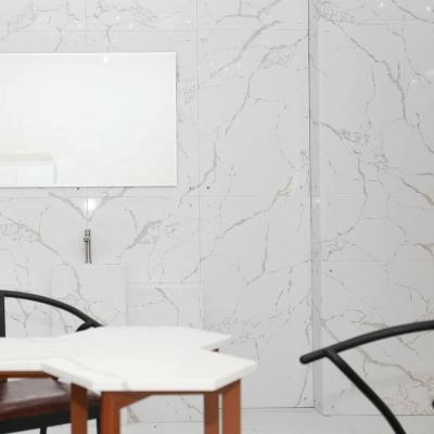 China Wholesale Durable White Calacatta Quartz Countertops With Gray Veins Flat Edge Prefab White Vein White Quartz Calacatta for sale