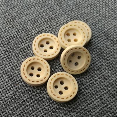 China Natural Color Viable Wooden Buttons Around 4-Holes Sewing DIY Scrapbooking Clothes Buttons Sewing Accessories for sale