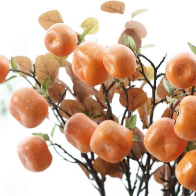 China Brand New Shininglife Chinese Style 5 Heads Persimmon Fruit Artificial Persimmon Fruit For Home Decoration for sale