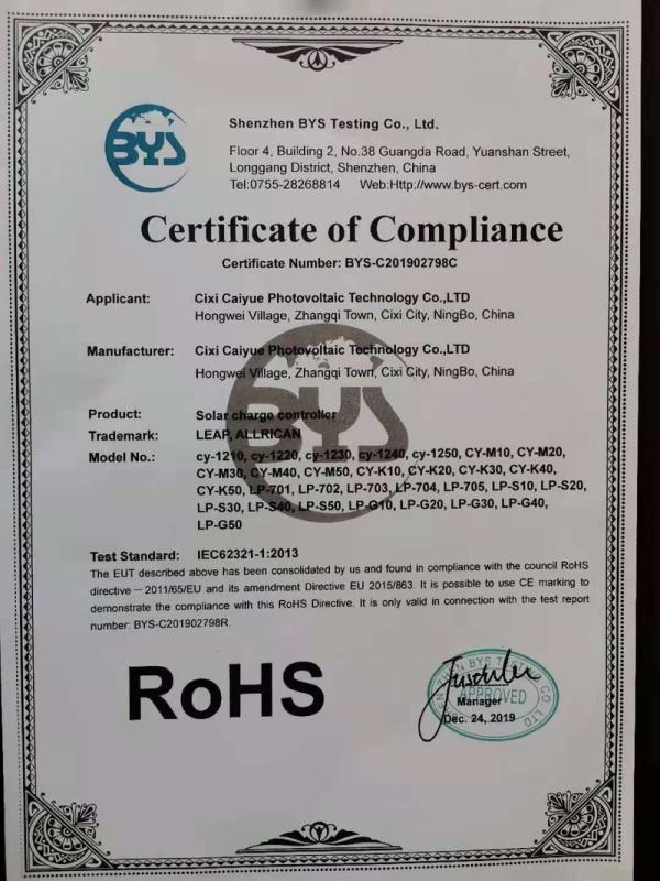 RoHS - Cixi Caiyue Photovoltaic Technology Co., Ltd.