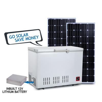 China New DC12V Only All In One 88W Solar Freezer Storage Space 200L White Freezer 1045*605*844(mm) for sale