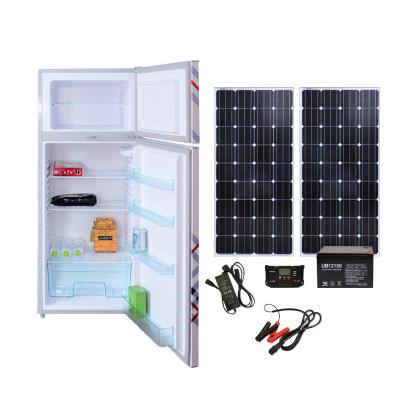 China 2022 BATTERY OPERATED Solar Fridge 12V 24V 215L Double Door 556*543*1400(mm) for sale