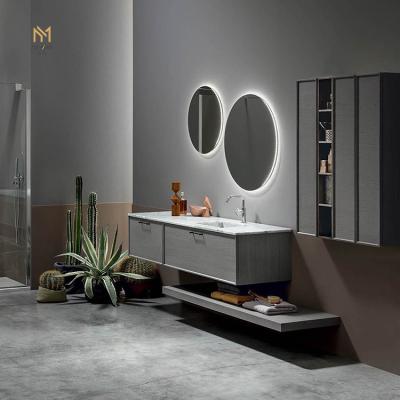 China Modern Luxury Style Bathroom Furniture Bathroom Sink Cabinets With Smart Mirror Custom for sale