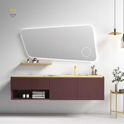 China Modern New Design Smart Led Mirror With Wall Mounted Vanity Bathroom Units Customized for sale